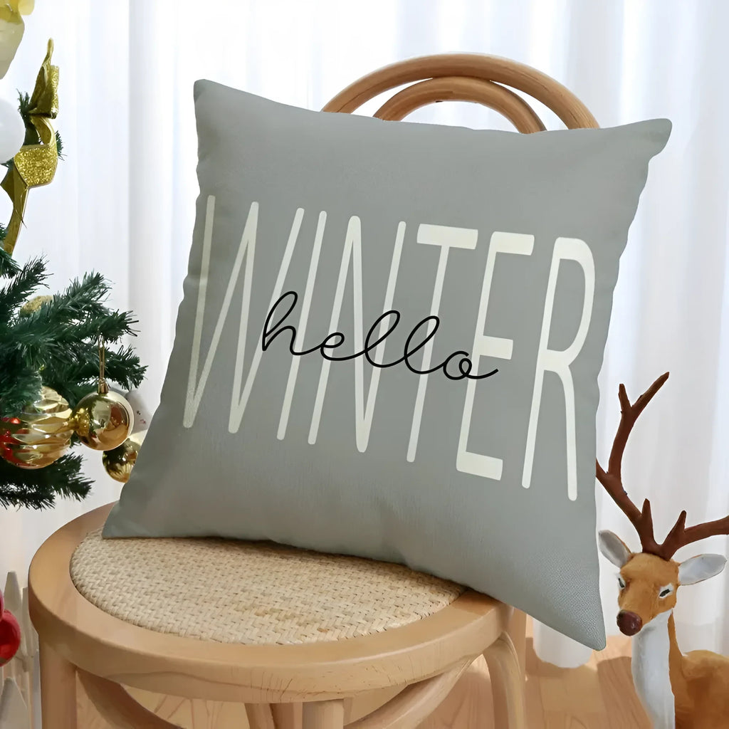 Christmas Pillow Covers Set of 4 with Hidden Zippers and Woven Linen Texture - Image 5