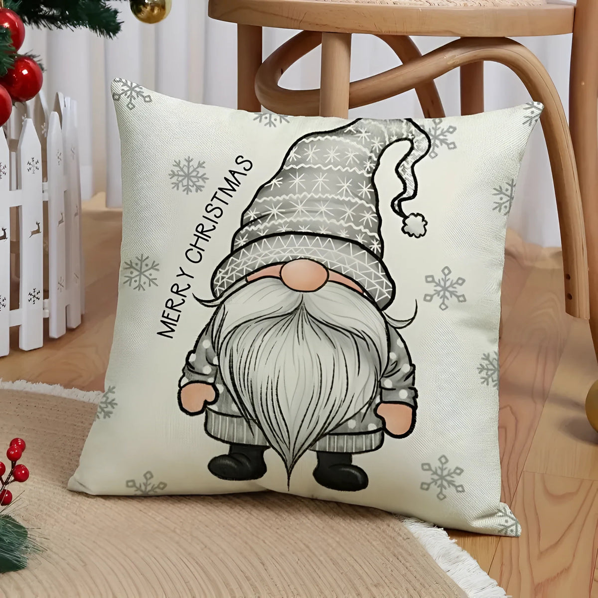 Christmas Pillow Covers Set of 4 with Hidden Zippers and Woven Linen Texture - Image 6