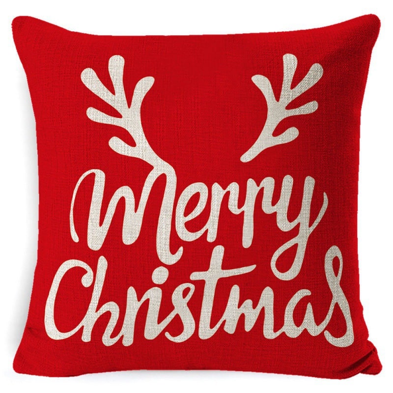 Christmas Pillow Covers with Linen Look Square Throw in Festive Holiday Designs - Image 1