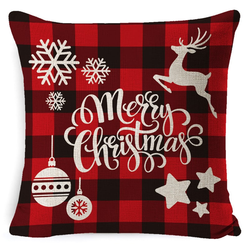 Christmas Pillow Covers with Linen Look Square Throw in Festive Holiday Designs - Image 11