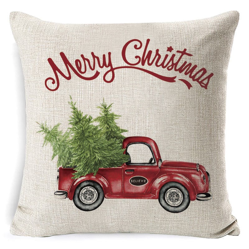 Christmas Pillow Covers with Linen Look Square Throw in Festive Holiday Designs - Image 16