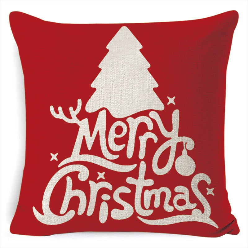 Christmas Pillow Covers with Linen Look Square Throw in Festive Holiday Designs - Image 17
