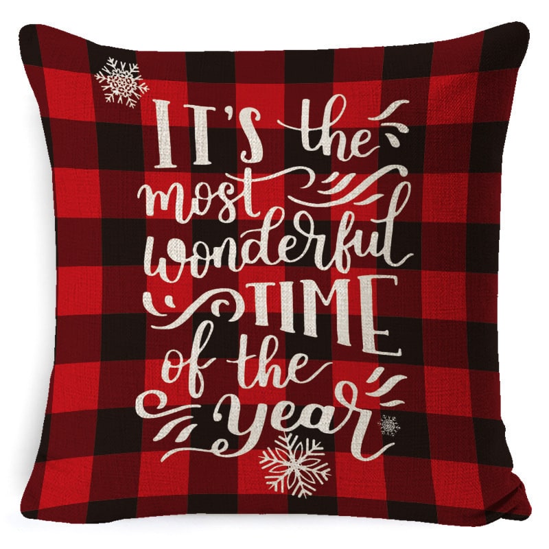 Christmas Pillow Covers with Linen Look Square Throw in Festive Holiday Designs - Image 18