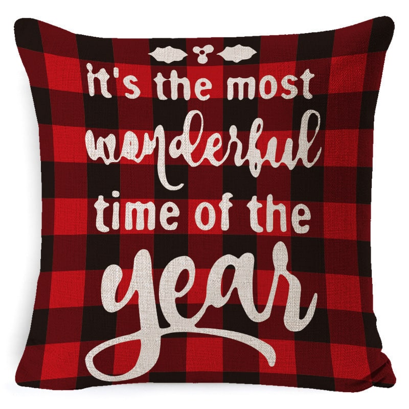 Christmas Pillow Covers with Linen Look Square Throw in Festive Holiday Designs - Image 19