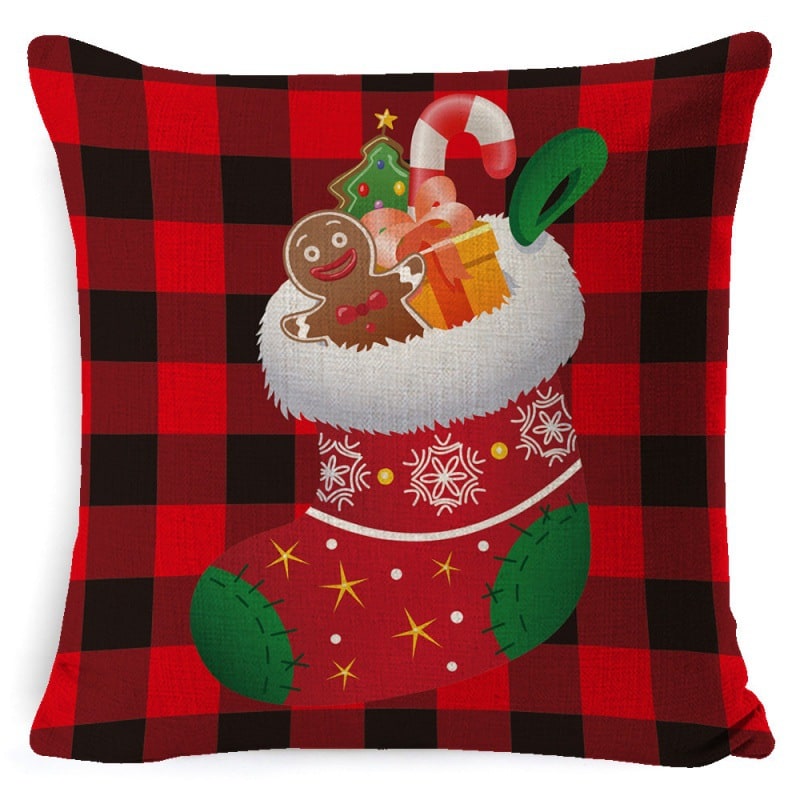 Christmas Pillow Covers with Linen Look Square Throw in Festive Holiday Designs - Image 2