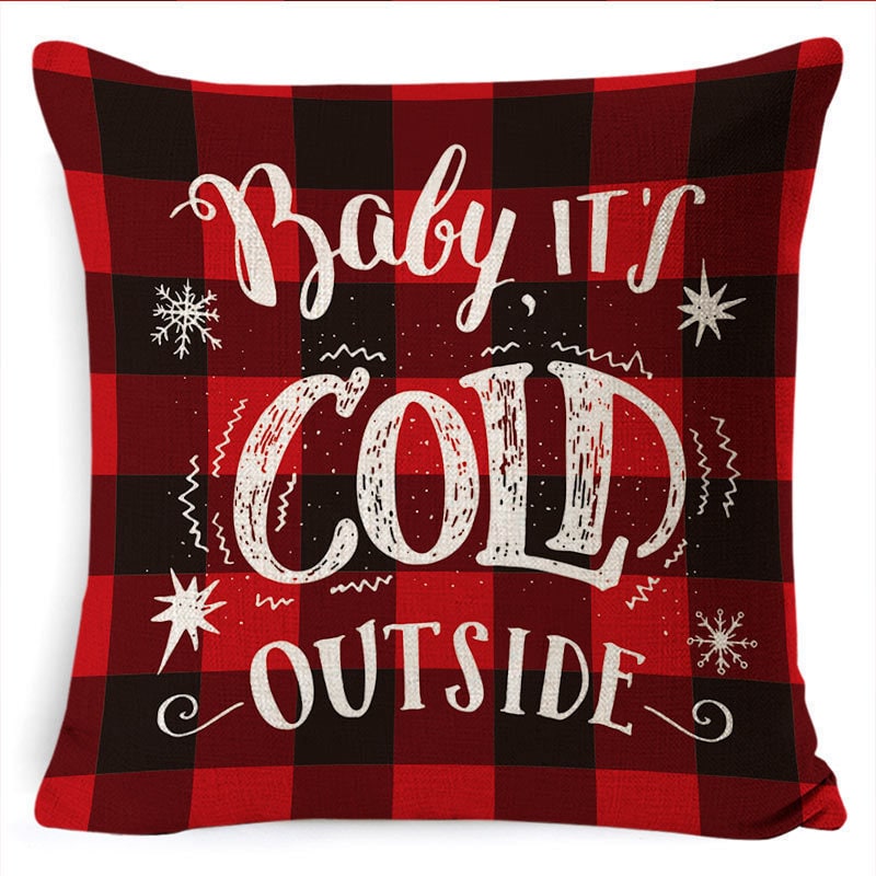 Christmas Pillow Covers with Linen Look Square Throw in Festive Holiday Designs - Image 20