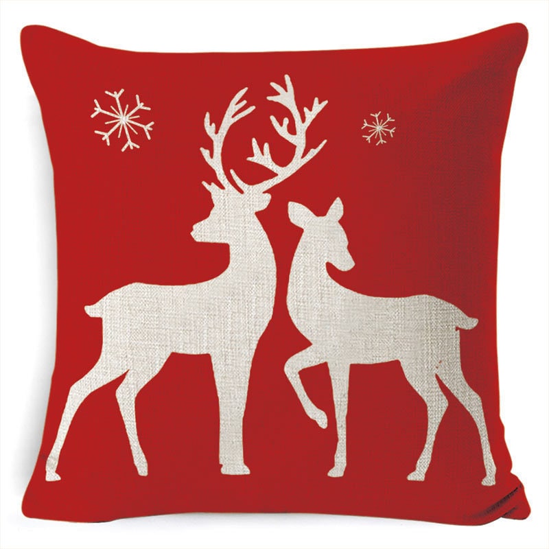 Christmas Pillow Covers with Linen Look Square Throw in Festive Holiday Designs - Image 22
