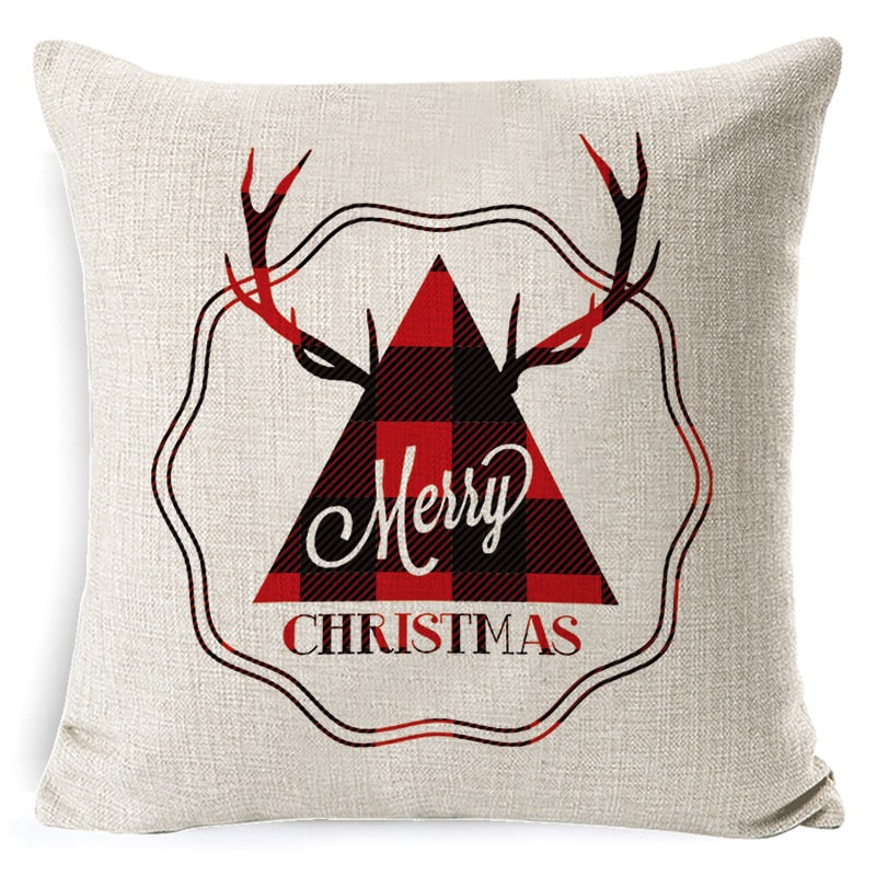 Christmas Pillow Covers with Linen Look Square Throw in Festive Holiday Designs - Image 24