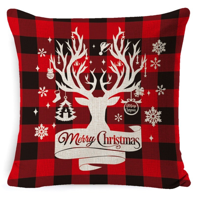 Christmas Pillow Covers with Linen Look Square Throw in Festive Holiday Designs - Image 27