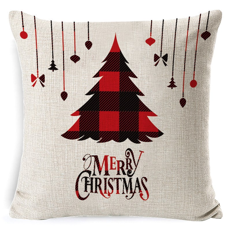Christmas Pillow Covers with Linen Look Square Throw in Festive Holiday Designs - Image 28