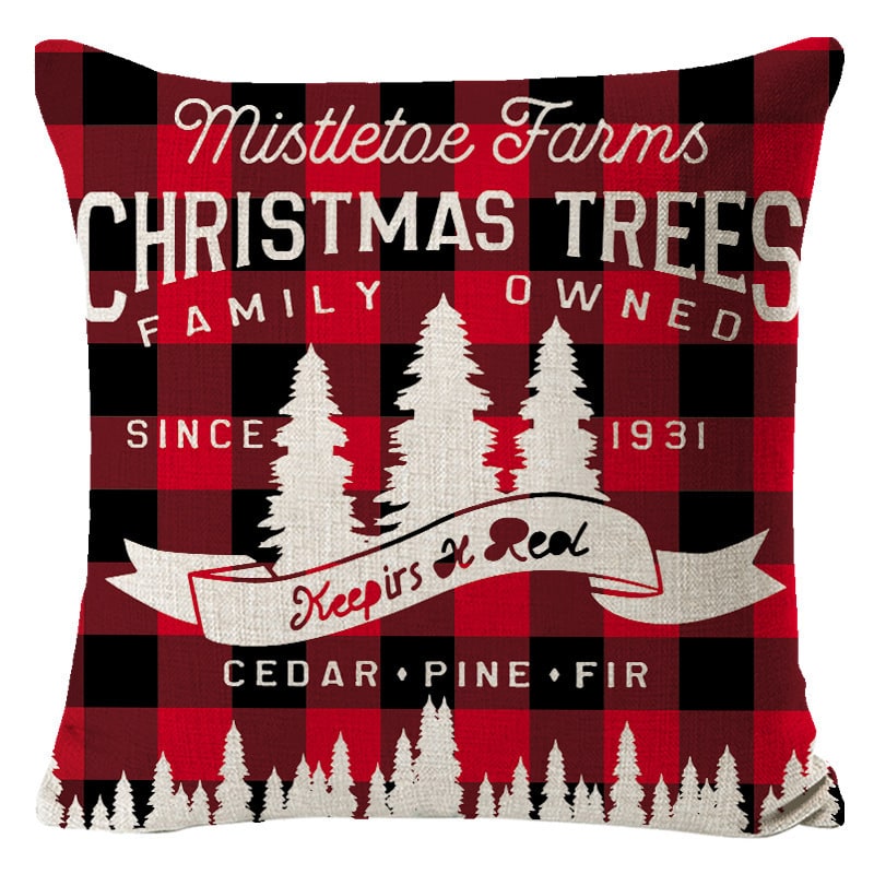 Christmas Pillow Covers with Linen Look Square Throw in Festive Holiday Designs - Image 29