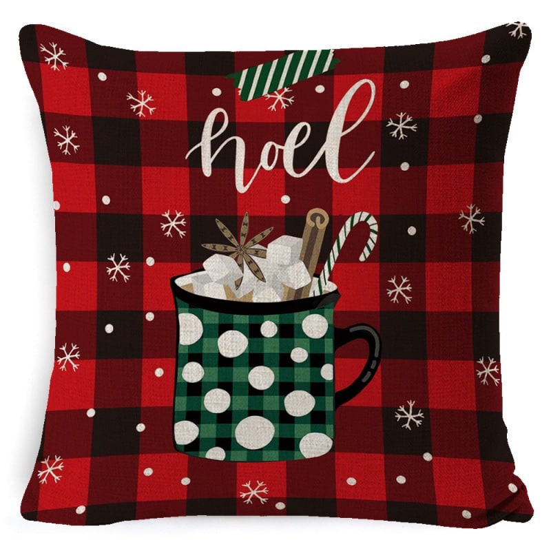 Christmas Pillow Covers with Linen Look Square Throw in Festive Holiday Designs - Image 31