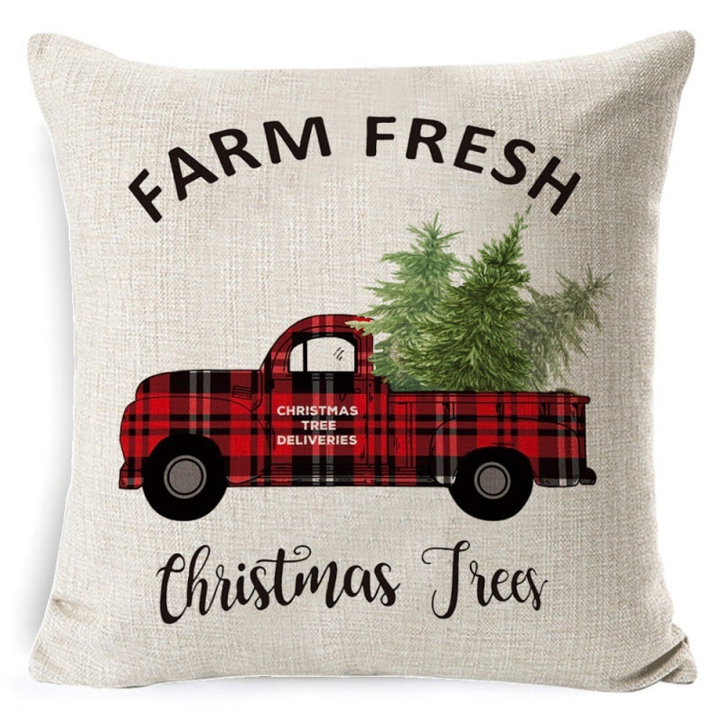 Christmas Pillow Covers with Linen Look Square Throw in Festive Holiday Designs - Image 32