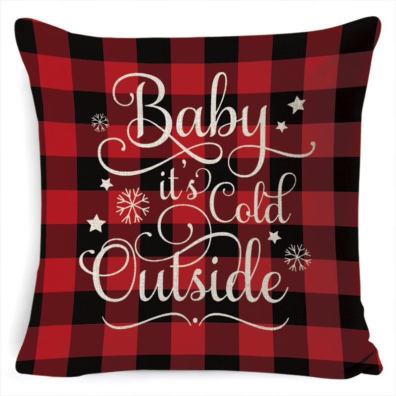 Christmas Pillow Covers with Linen Look Square Throw in Festive Holiday Designs - Image 33