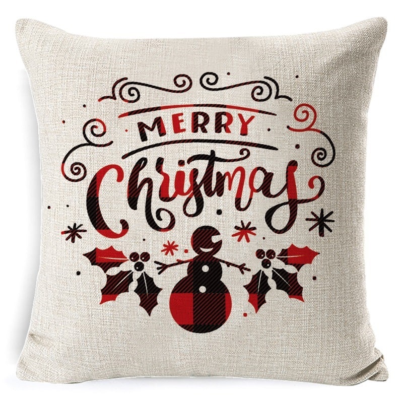 Christmas Pillow Covers with Linen Look Square Throw in Festive Holiday Designs - Image 35