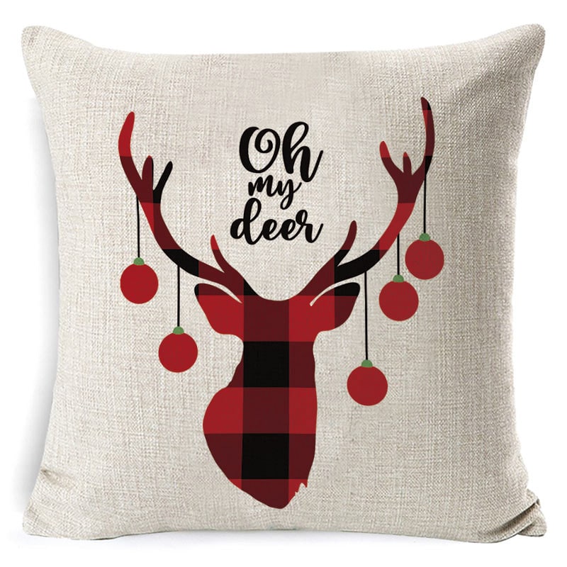 Christmas Pillow Covers with Linen Look Square Throw in Festive Holiday Designs - Image 36