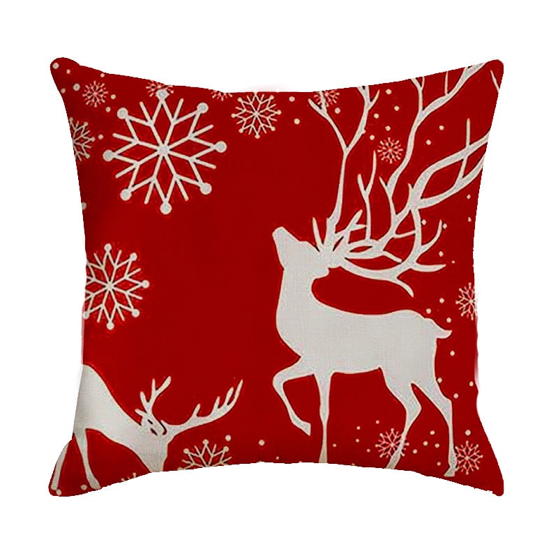 Christmas Pillow Covers with Linen Look Square Throw in Festive Holiday Designs - Image 38