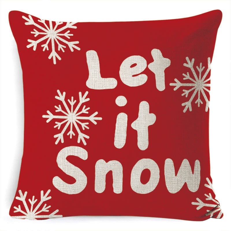 Christmas Pillow Covers with Linen Look Square Throw in Festive Holiday Designs - Image 39