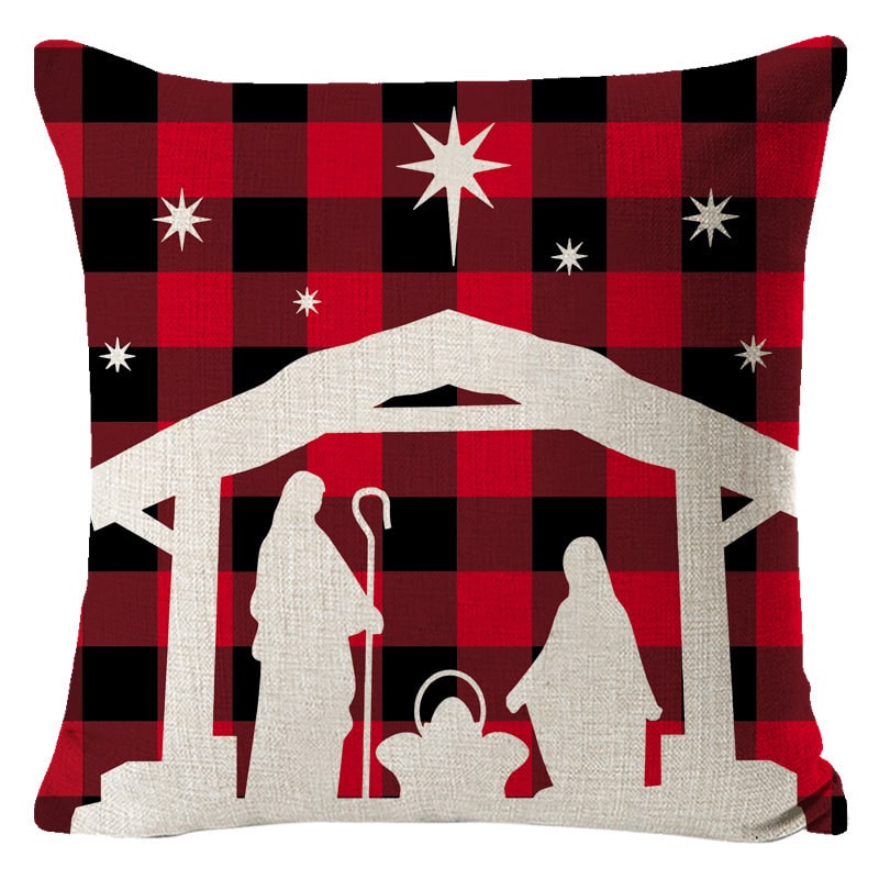 Christmas Pillow Covers with Linen Look Square Throw in Festive Holiday Designs - Image 4