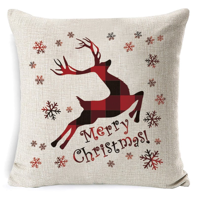 Christmas Pillow Covers with Linen Look Square Throw in Festive Holiday Designs - Image 40
