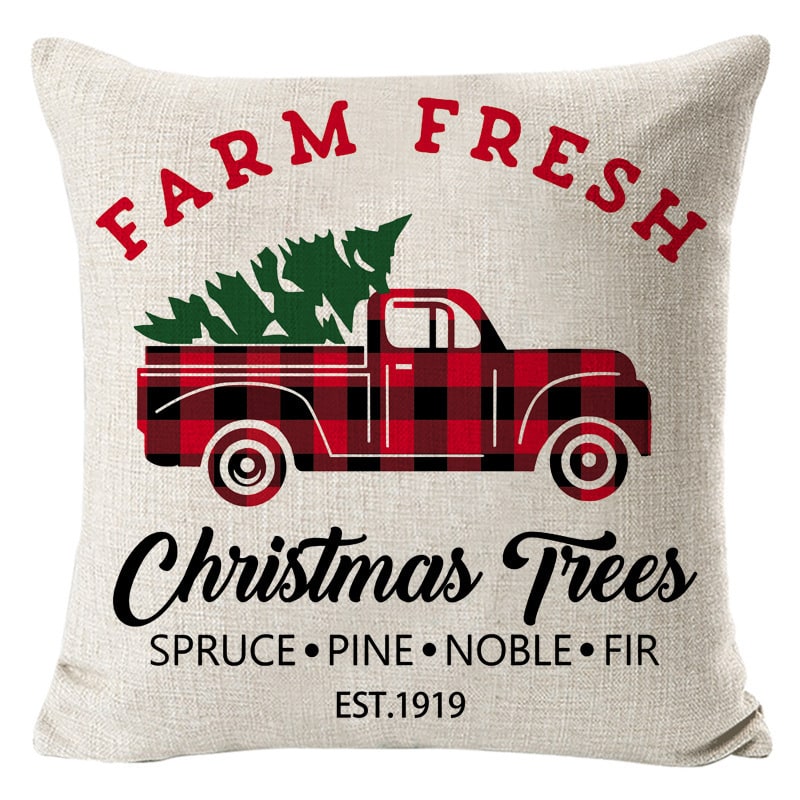 Christmas Pillow Covers with Linen Look Square Throw in Festive Holiday Designs - Image 41