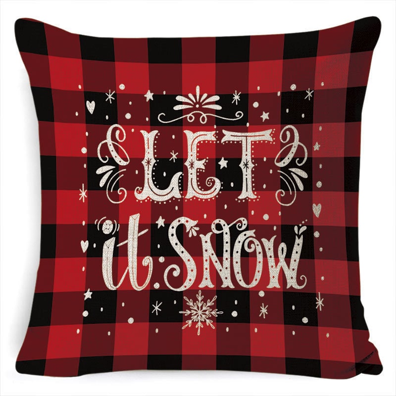 Christmas Pillow Covers with Linen Look Square Throw in Festive Holiday Designs - Image 6