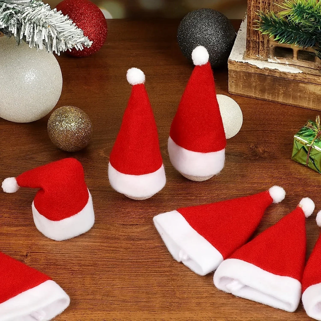 Christmas Santa Hat Felt Cutlery Holders with Pom-Pom Tops Set of 6 cm - Image 3