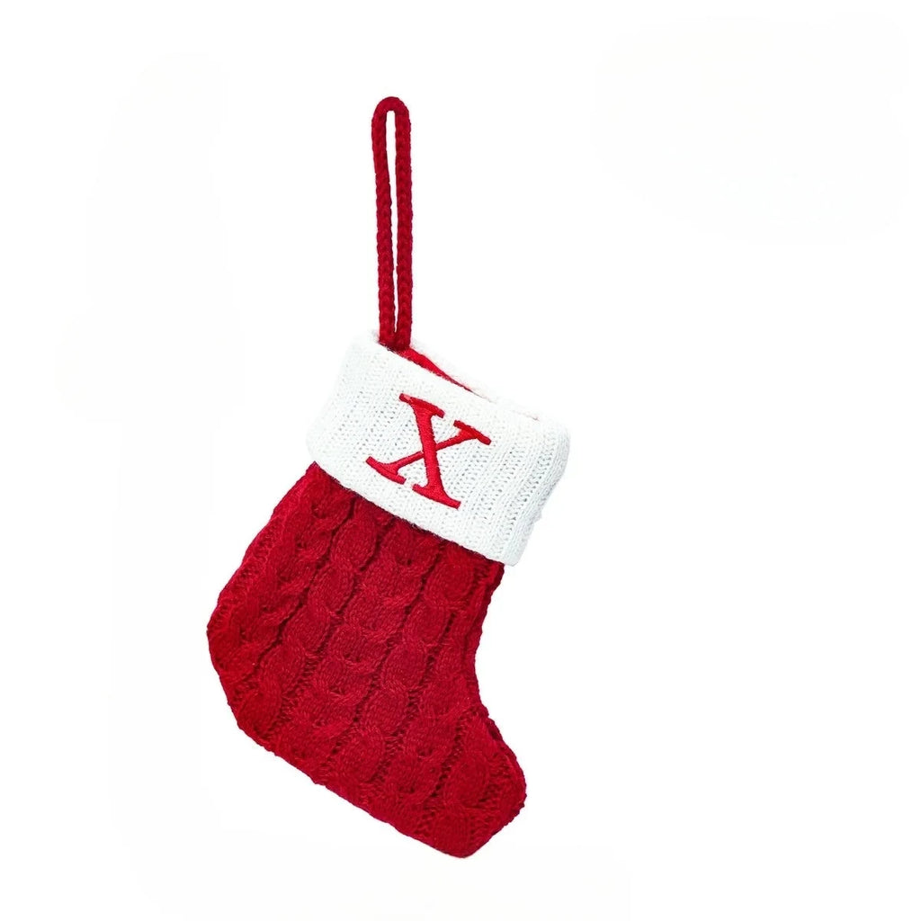 Christmas Stocking Stuffers with Cable Knit Embroidered Initial and Mini Size - Image 11