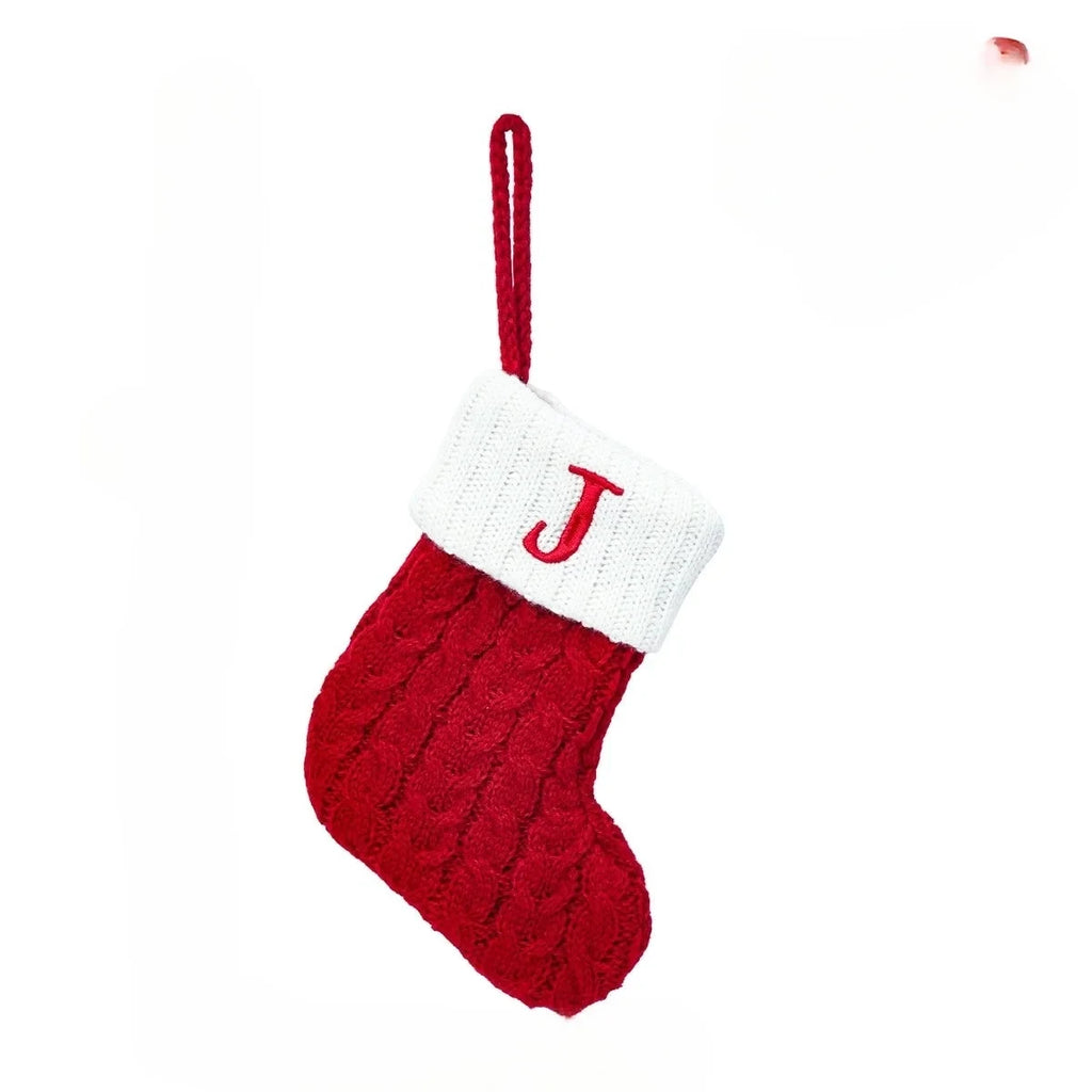 Christmas Stocking Stuffers with Cable Knit Embroidered Initial and Mini Size - Image 15