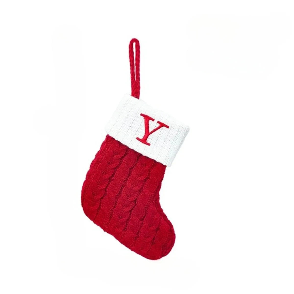 Christmas Stocking Stuffers with Cable Knit Embroidered Initial and Mini Size - Image 16