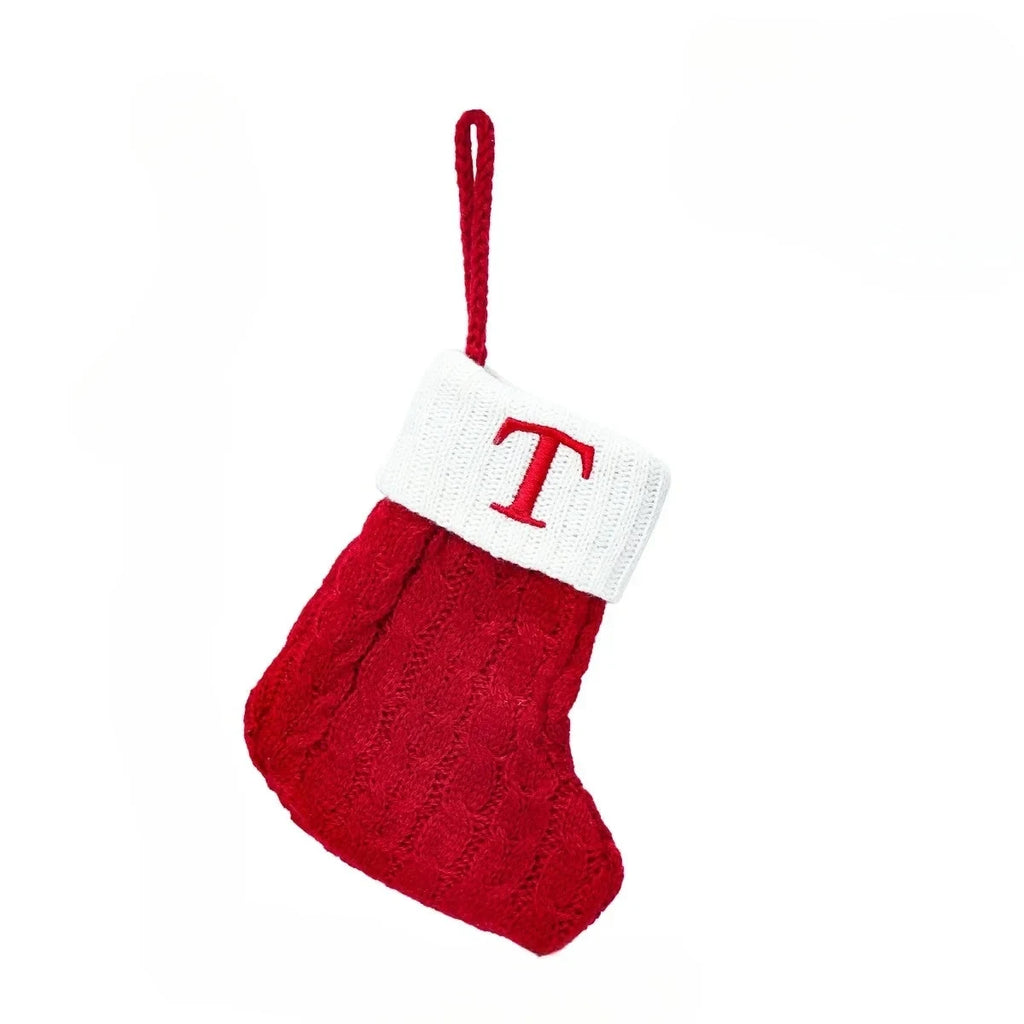 Christmas Stocking Stuffers with Cable Knit Embroidered Initial and Mini Size - Image 18