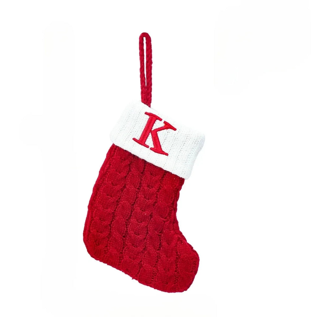 Christmas Stocking Stuffers with Cable Knit Embroidered Initial and Mini Size - Image 19