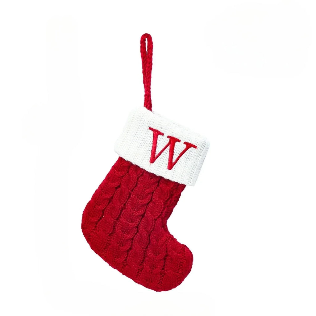 Christmas Stocking Stuffers with Cable Knit Embroidered Initial and Mini Size - Image 20