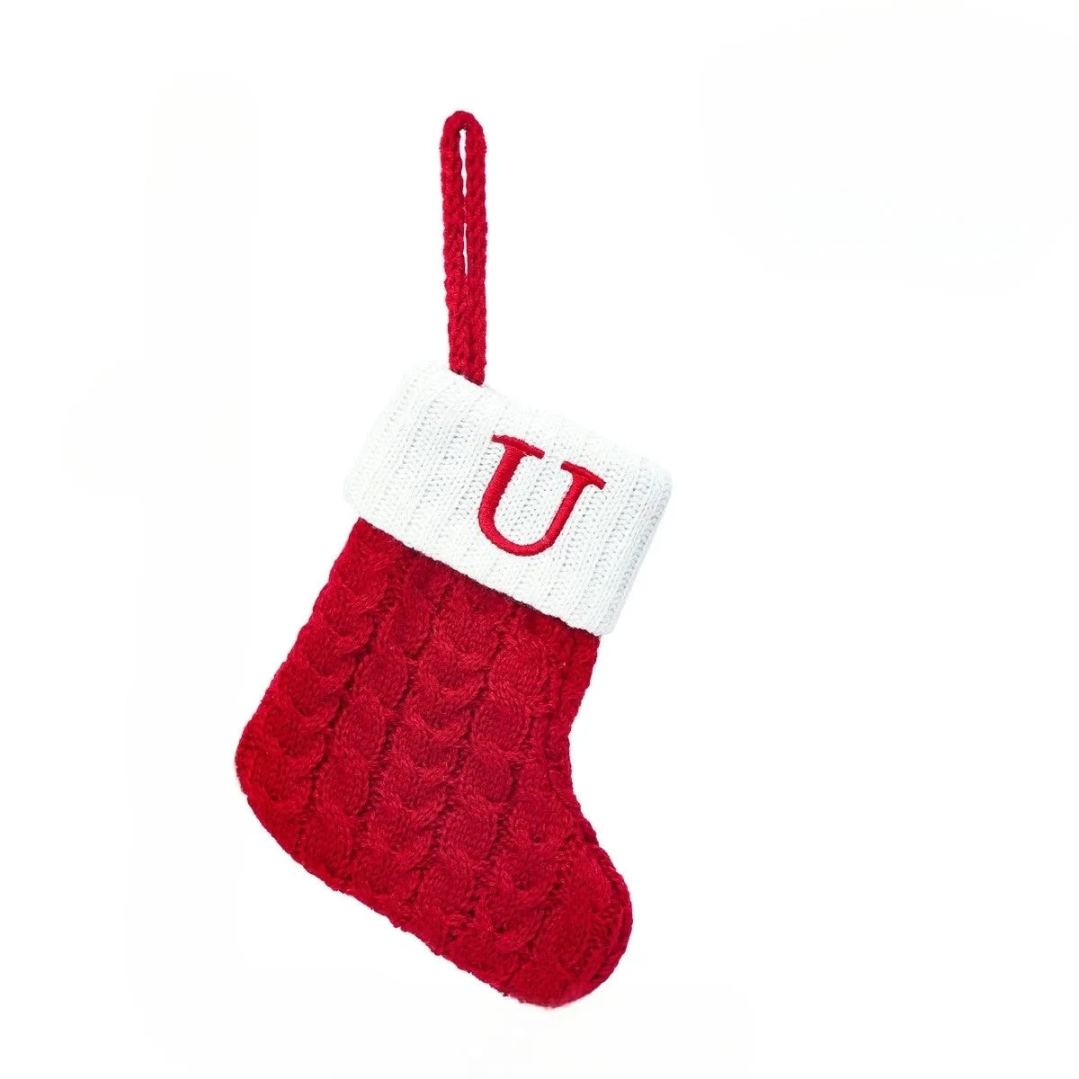 Christmas Stocking Stuffers with Cable Knit Embroidered Initial and Mini Size - Image 21