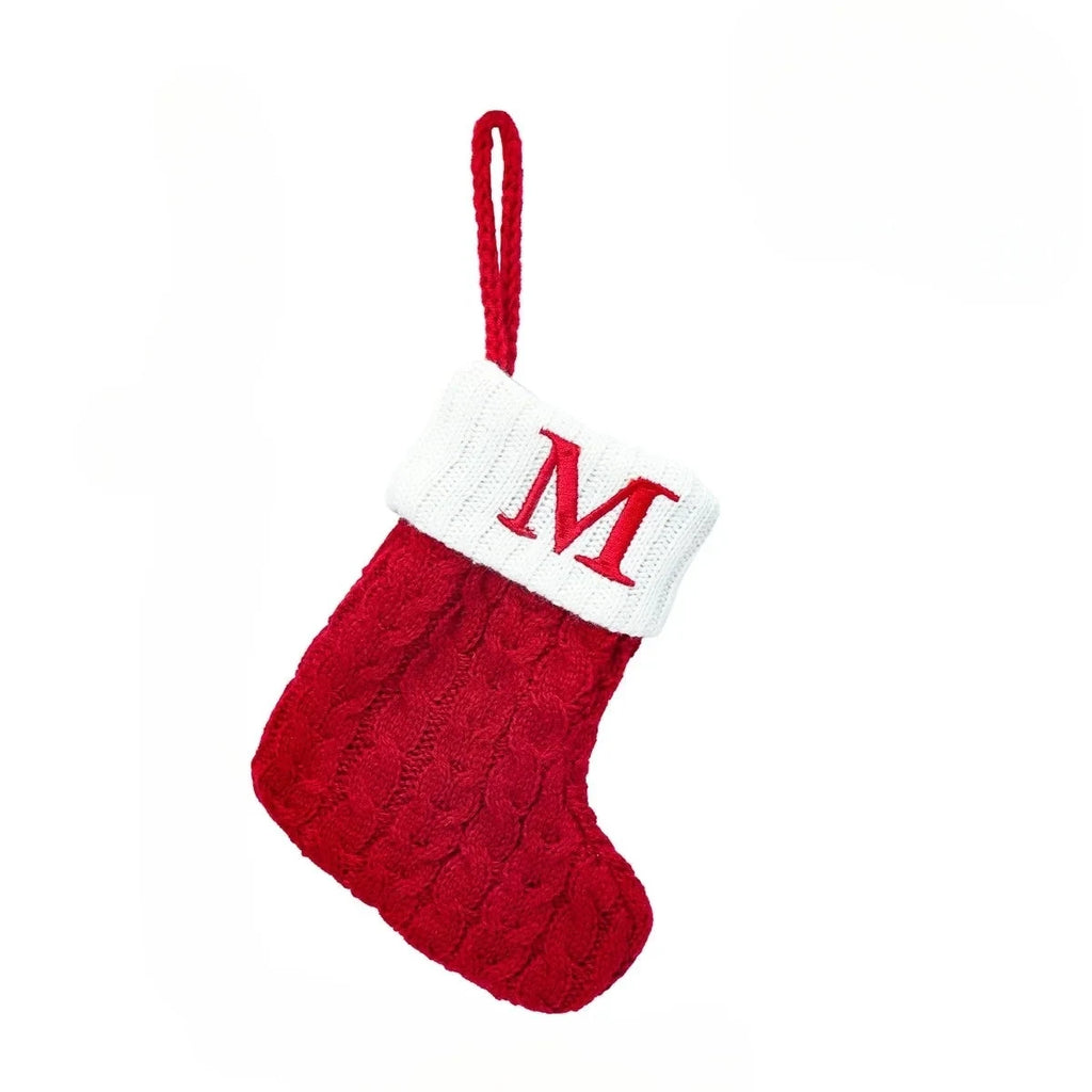 Christmas Stocking Stuffers with Cable Knit Embroidered Initial and Mini Size - Image 23