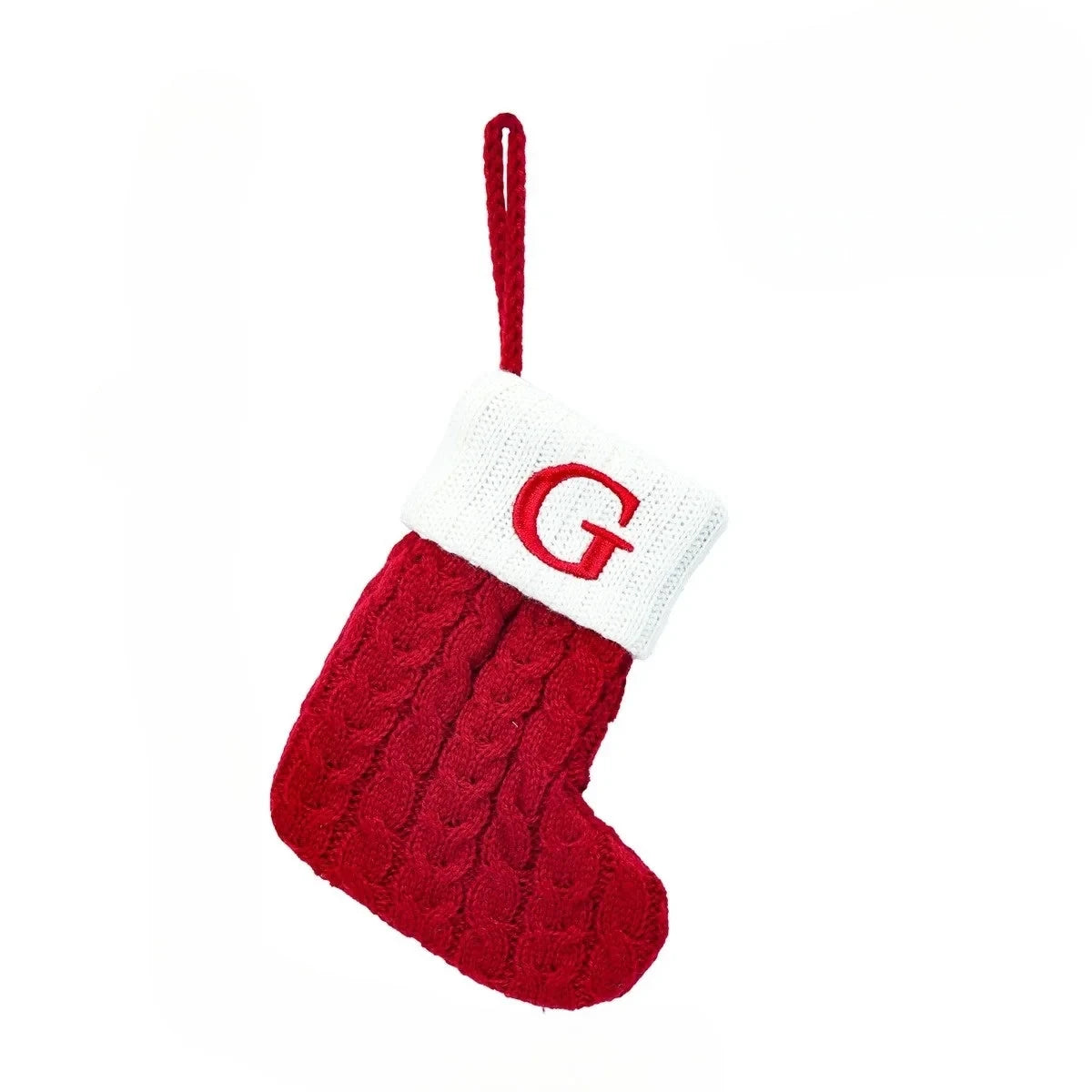 Christmas Stocking Stuffers with Cable Knit Embroidered Initial and Mini Size - Image 25