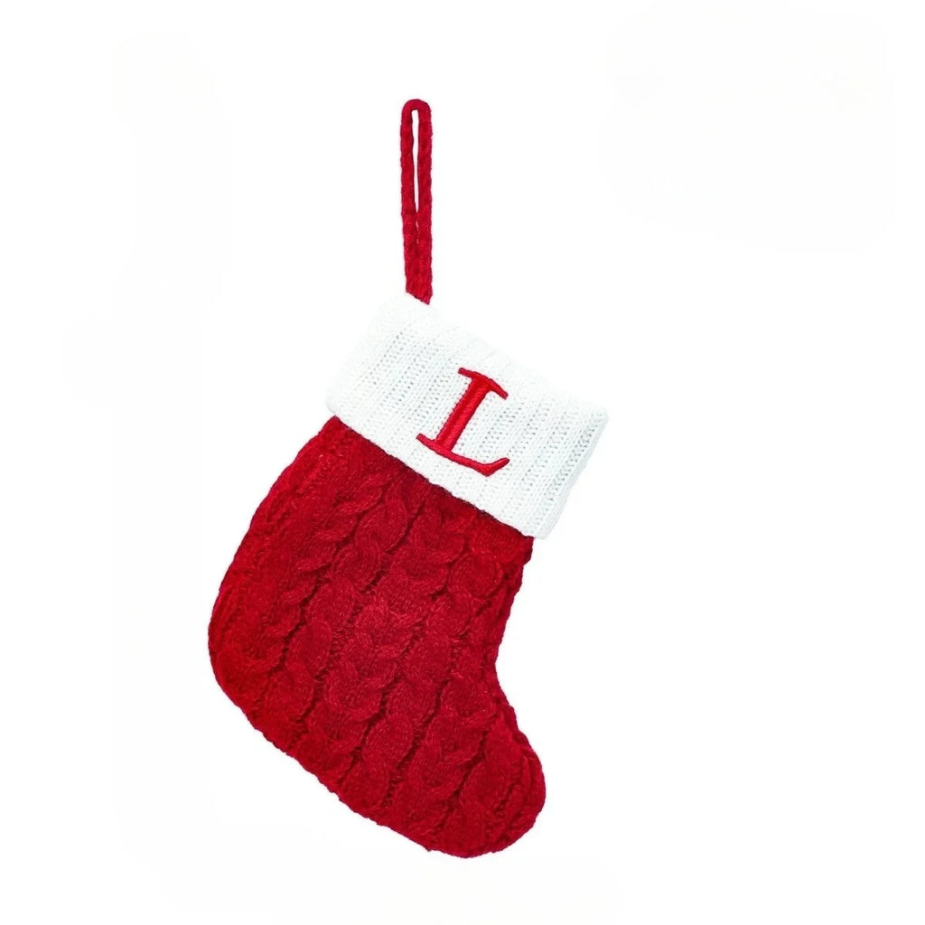 Christmas Stocking Stuffers with Cable Knit Embroidered Initial and Mini Size - Image 26