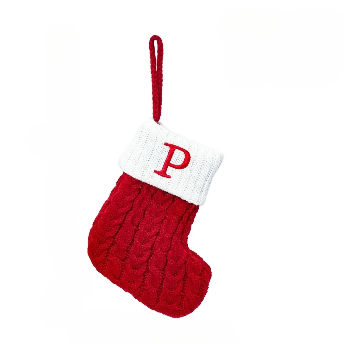Christmas Stocking Stuffers with Cable Knit Embroidered Initial and Mini Size - Image 28