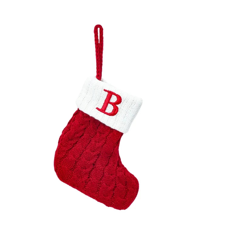 Christmas Stocking Stuffers with Cable Knit Embroidered Initial and Mini Size - Image 5
