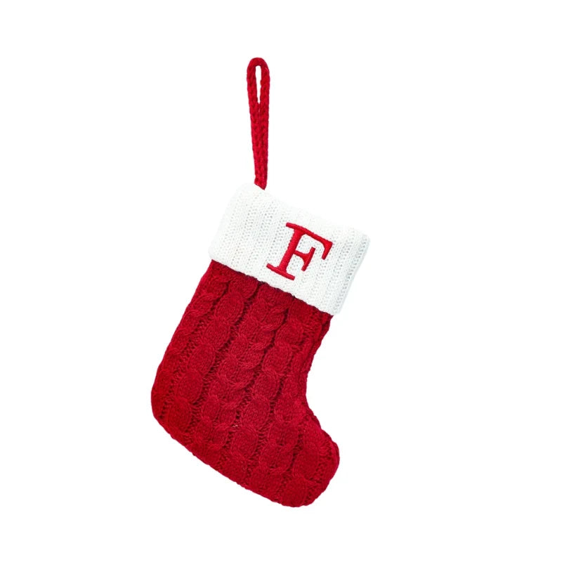 Christmas Stocking Stuffers with Cable Knit Embroidered Initial and Mini Size - Image 9