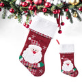 Christmas Stockings with Plush Cuff Embroidered Snowflakes and Character Appliques Pack of 2 - Image 1