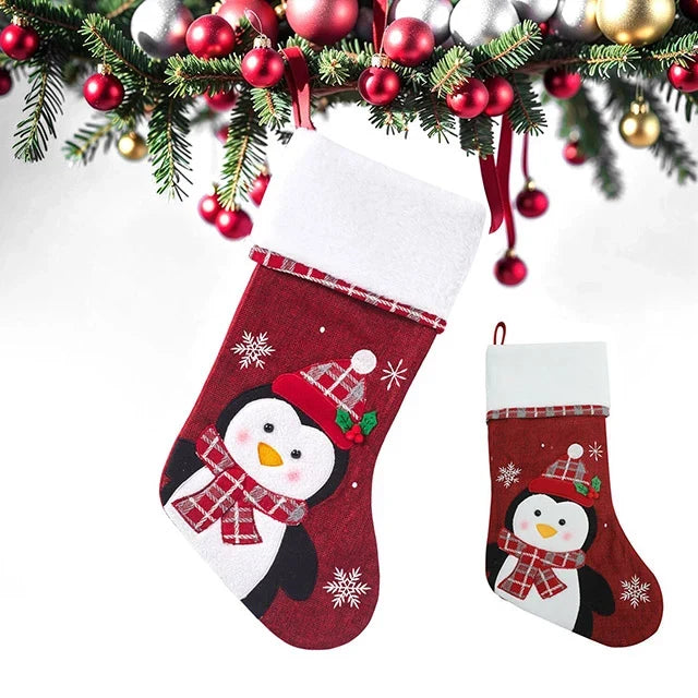 Christmas Stockings with Plush Cuff Embroidered Snowflakes and Character Appliques Pack of 2 - Image 13