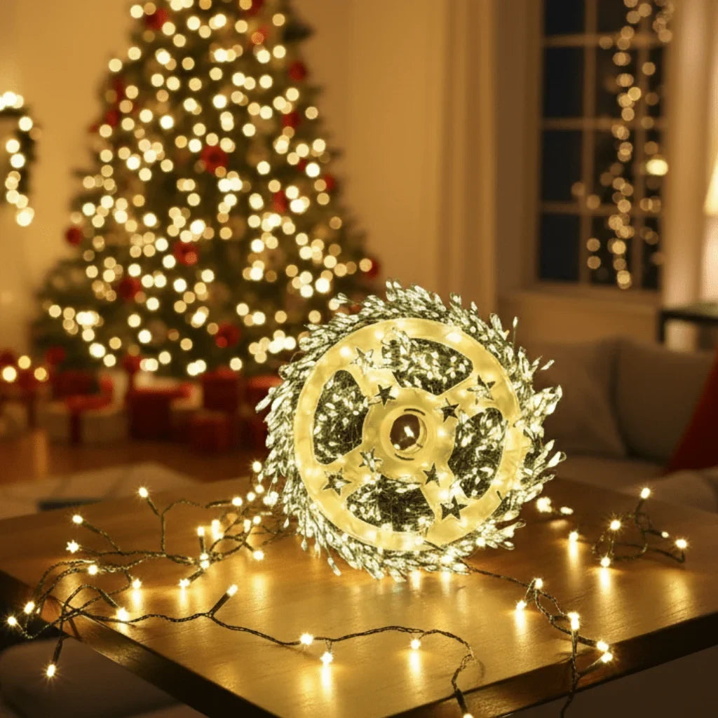 Christmas String Lights LED Cluster with Remote Control and Eight Modes - Image 1