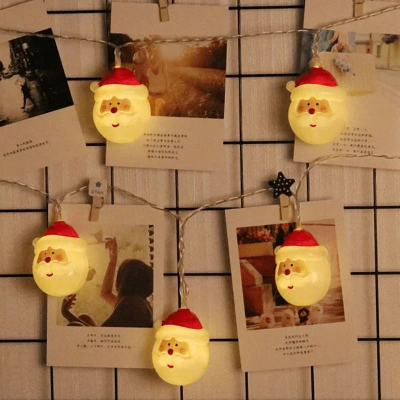 Christmas String Lights with 20 LED Santa Heads Battery Operated 3 Meter Warm White - Image 4