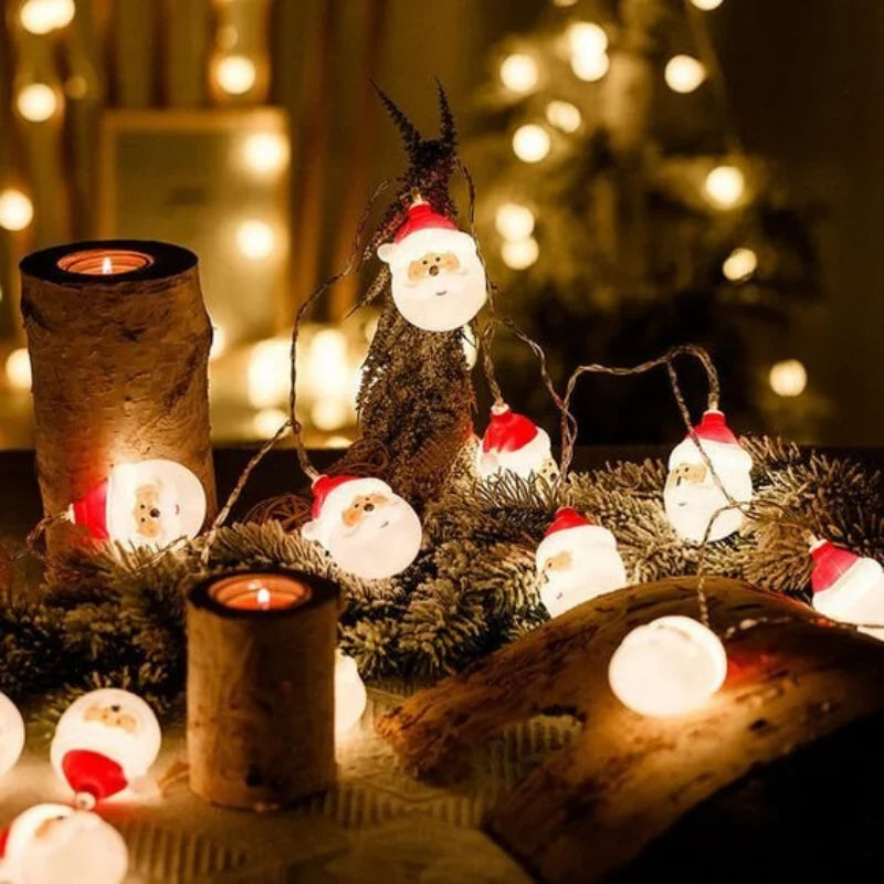 Christmas String Lights with 20 LED Santa Heads Battery Operated 3 Meter Warm White - Image 7