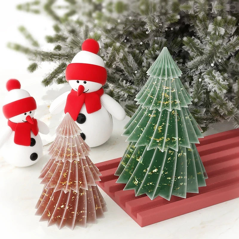 Christmas Tree Candle Silicone Mold with 3D Tiered Design for Making and Crafts - Image 2