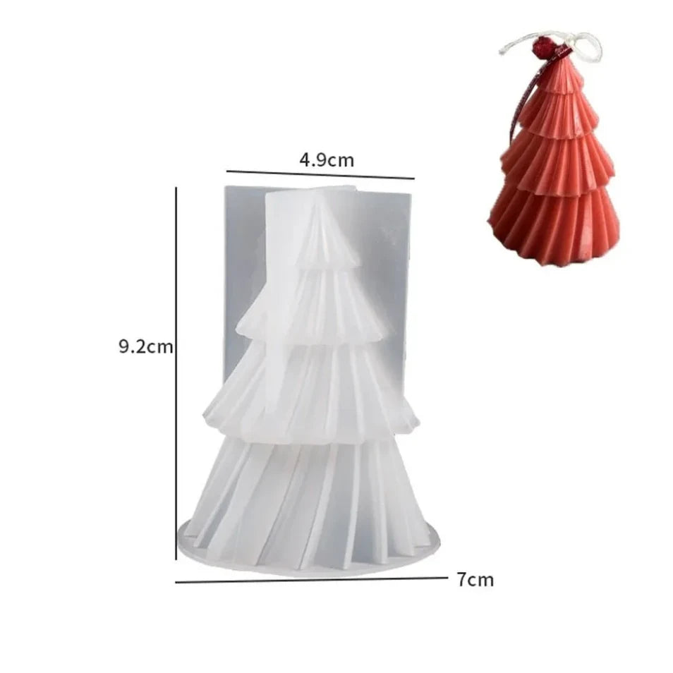 Christmas Tree Candle Silicone Mold with 3D Tiered Design for Making and Crafts - Image 3