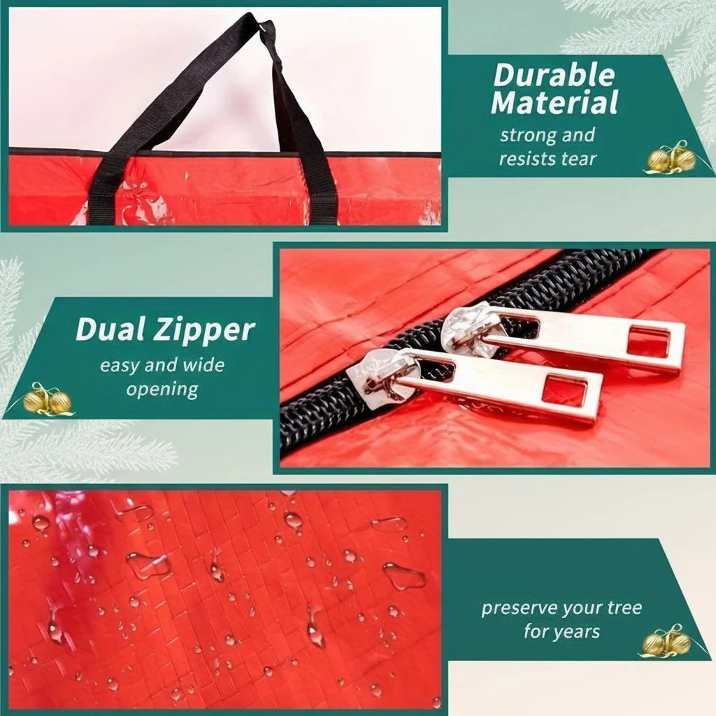 Christmas Tree Storage Bag Heavy-Duty Waterproof Collapsible with Dual Zipper and Carry Handles - Image 3