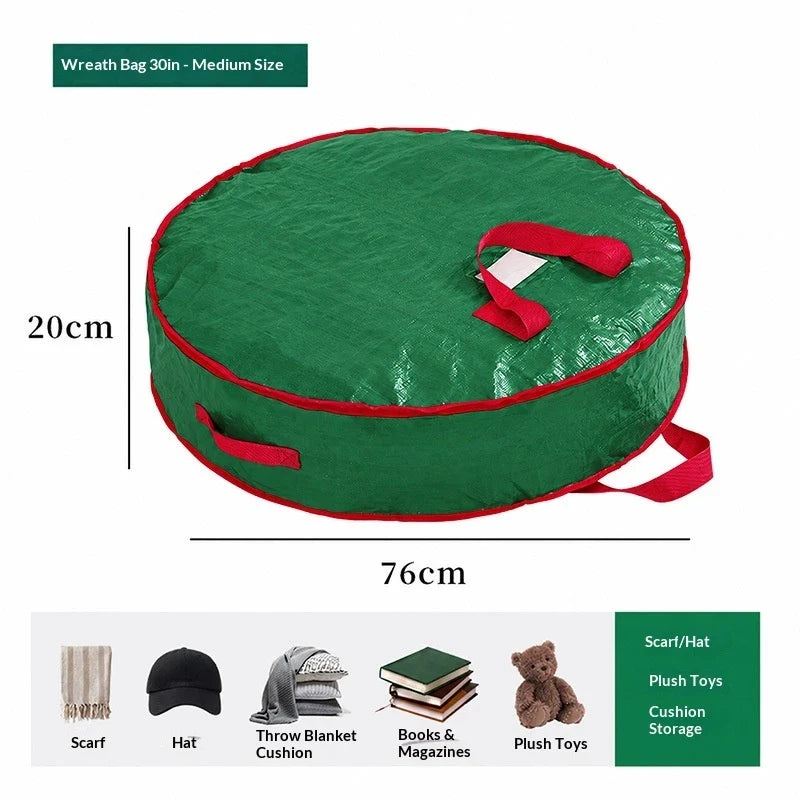 Christmas Tree Storage Bag with Dual Zipper and Carrying Handles for Holiday Wreaths - Image 11