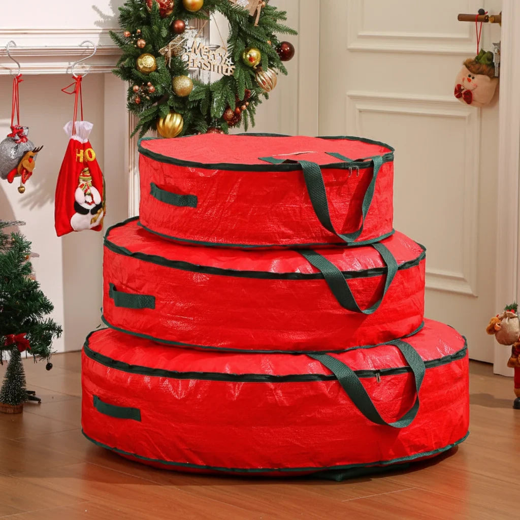 Christmas Tree Storage Bag with Dual Zipper and Carrying Handles for Holiday Wreaths - Image 2